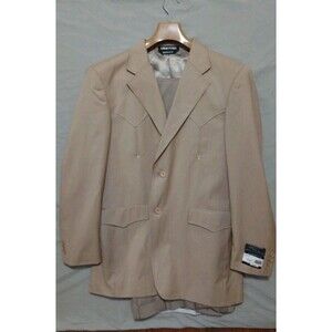 Gorgio Patroni Western Style Suit Two Button NWT Sz 42/32 Beige Stripes Classy